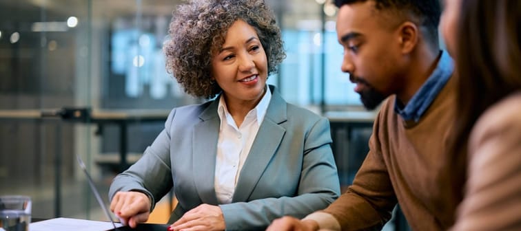 Financial advisor with young couple